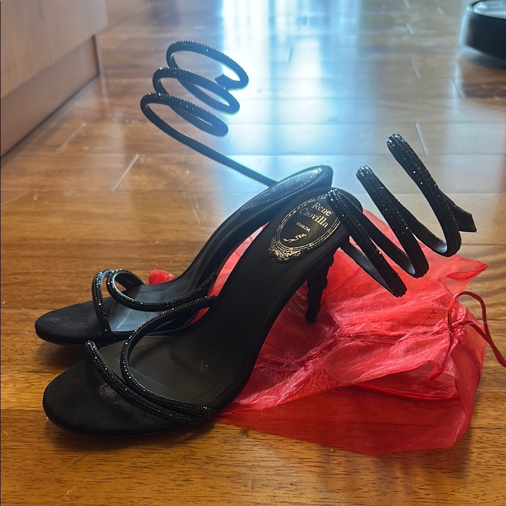 Rene caovilla Black Strappy Heels